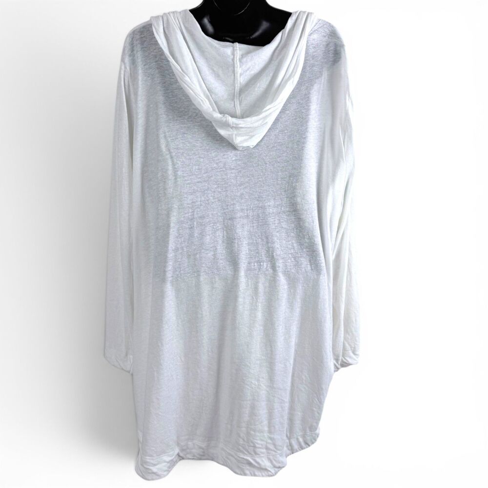 sigrid olsen white 2X linen blend hoodie coastal beach core  women's summer - Picture 2 of 5